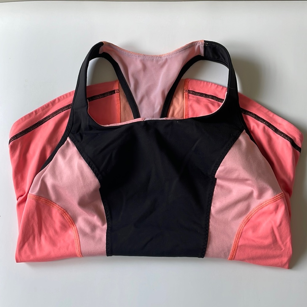 Lululemon Cardio Kick Racer Back Tank Top - Black & Coral - Size 8